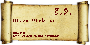 Blaser Uljána névjegykártya